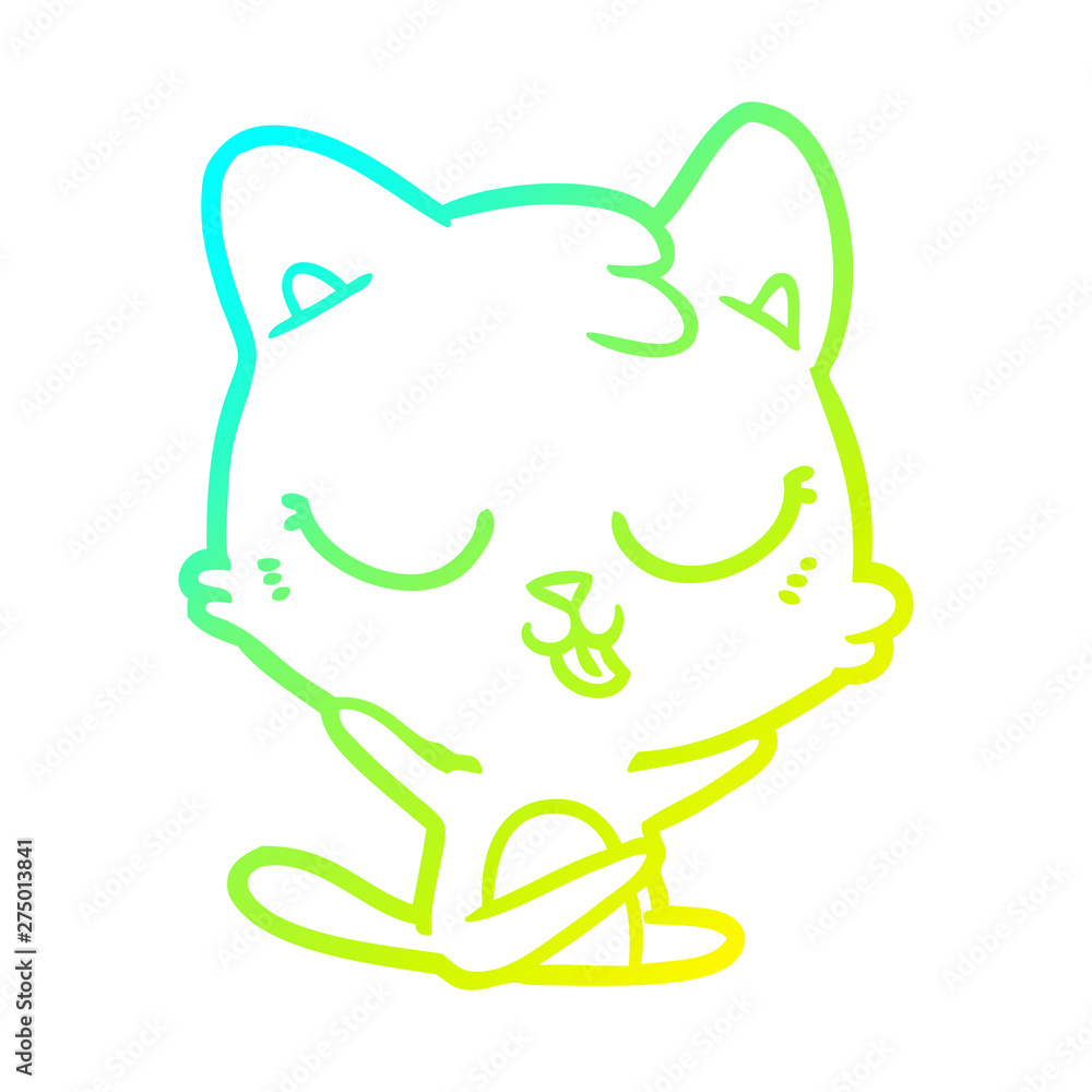 cold gradient line drawing cartoon cat