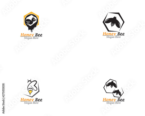 Bee and Honey comb logo template icon vector © arif23