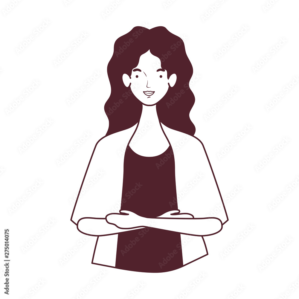 silhouette of young woman on white background