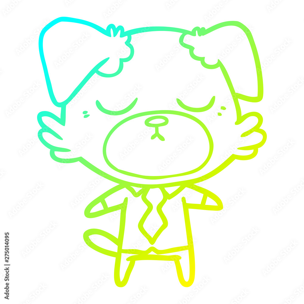 cold gradient line drawing cute cartoon dog wearing office shirt cold gradient line drawing cute cartoon dog wearing office shirt
