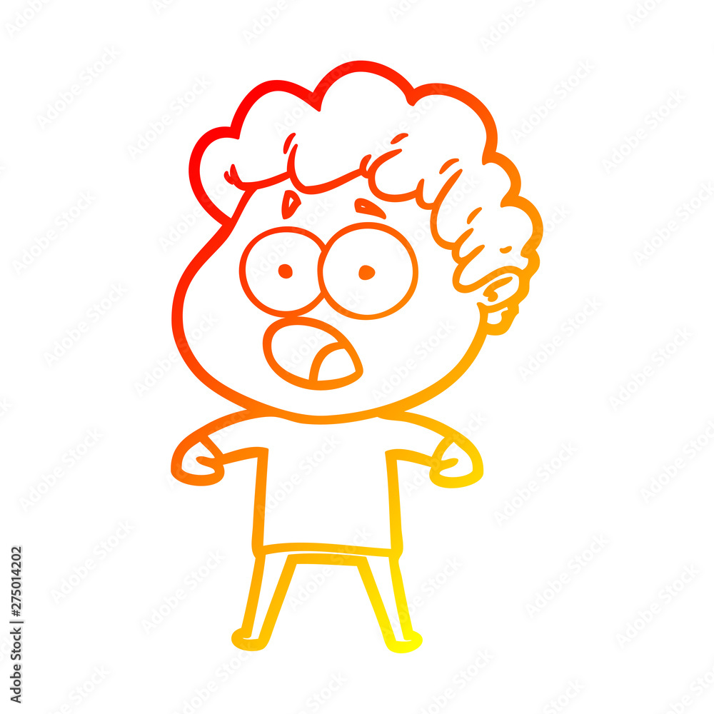 warm gradient line drawing cartoon man gasping in surprise warm gradient line drawing cartoon man gasping in surprise