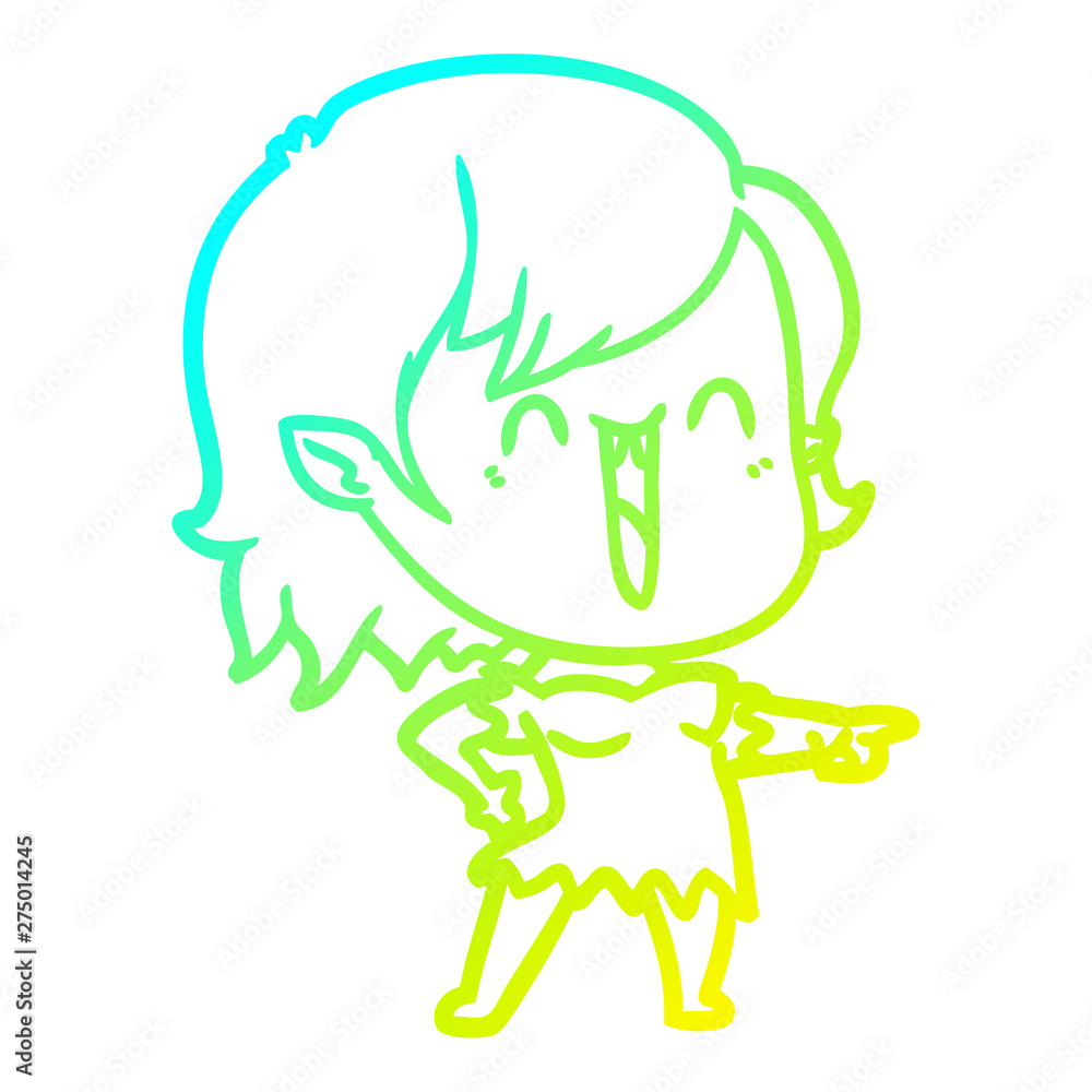 cold gradient line drawing cute cartoon happy vampire girl cold gradient line drawing cute cartoon happy vampire girl