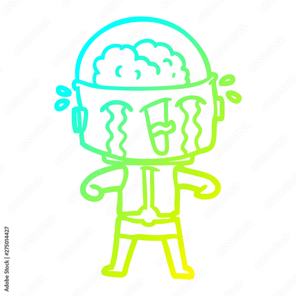 cold gradient line drawing cartoon crying robot cold gradient line drawing cartoon crying robot