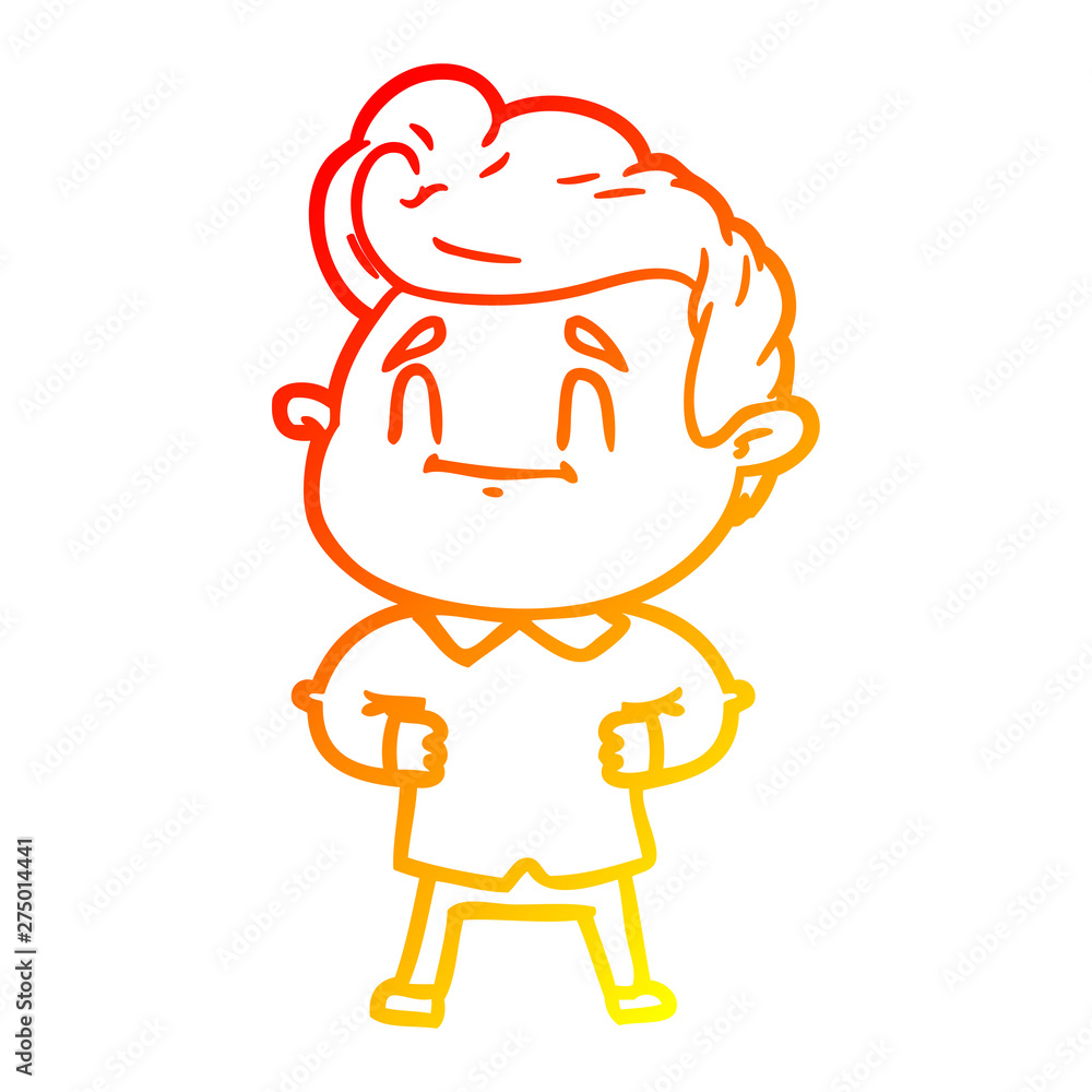warm gradient line drawing happy cartoon man warm gradient line drawing happy cartoon man