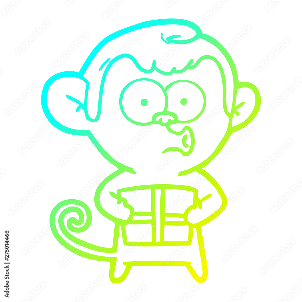 cold gradient line drawing cartoon christmas monkey cold gradient line drawing cartoon christmas monkey