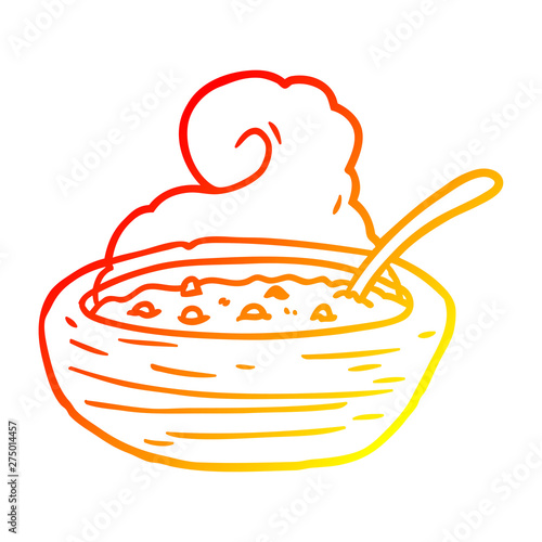 warm gradient line drawing hot bowl of broth