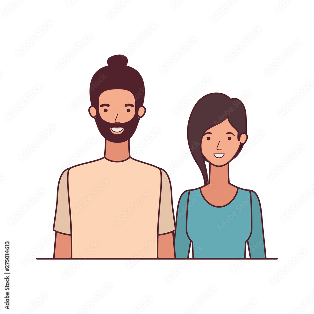 young couple in white background avatar character young couple in white background avatar character