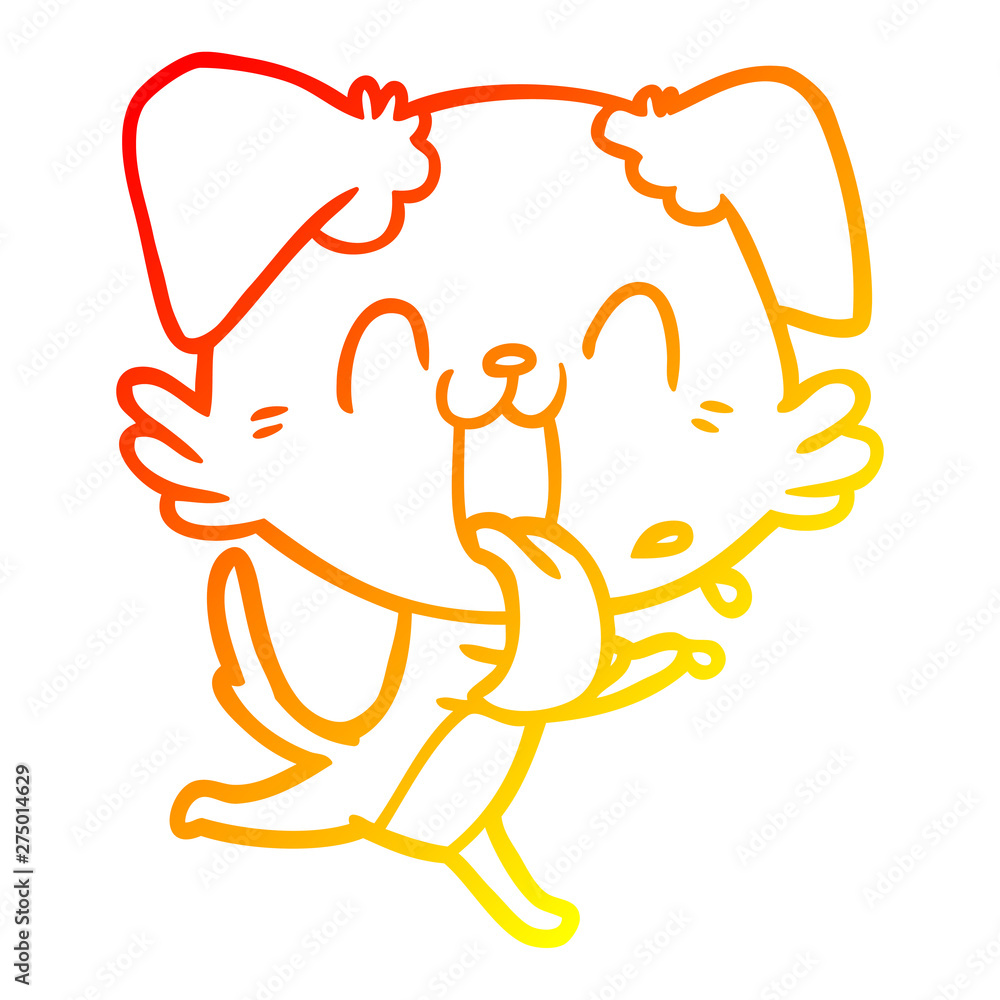 warm gradient line drawing cartoon panting dog running warm gradient line drawing cartoon panting dog running