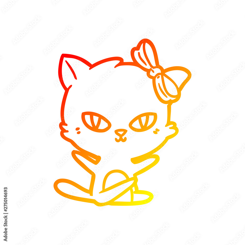 Obraz premium warm gradient line drawing cute cartoon cat