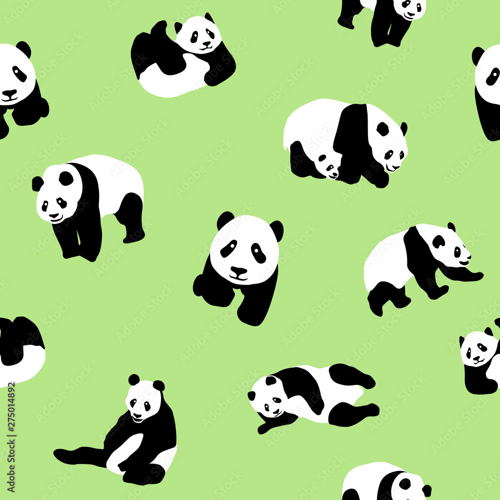 Cute Panda Bear Seamless Pattern