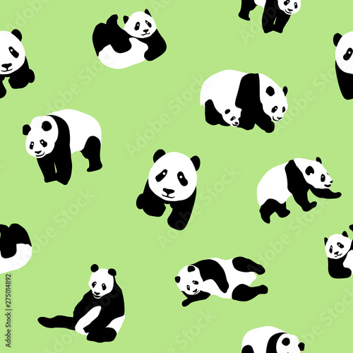 Fototapeta Naklejka Na Ścianę i Meble -  Cute Panda Bear Seamless Pattern