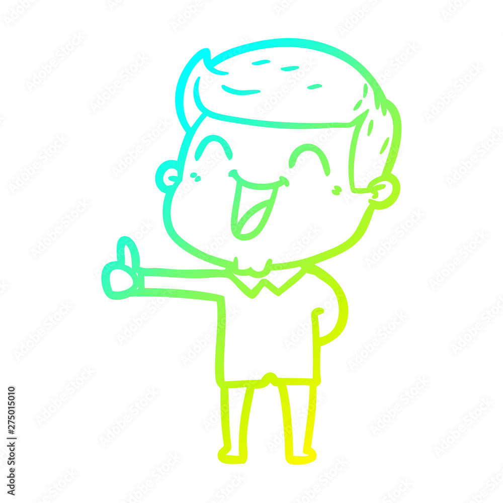 cold gradient line drawing cartoon man laughing