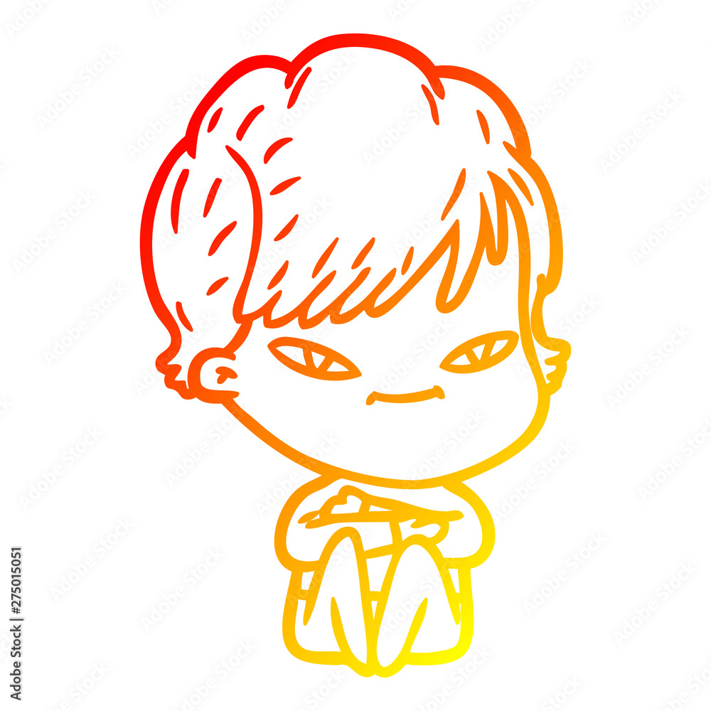 warm gradient line drawing cartoon happy woman warm gradient line drawing cartoon happy woman