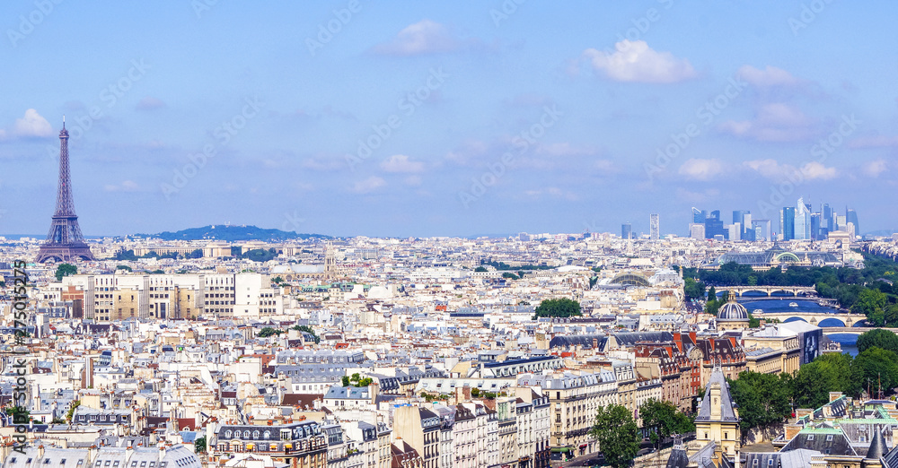 Vue sur Paris la Tour Eiffel et la Défense 
