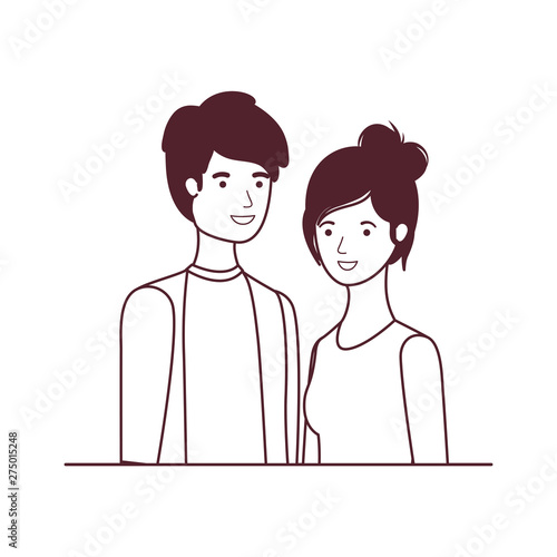 silhouette of couple in white background character