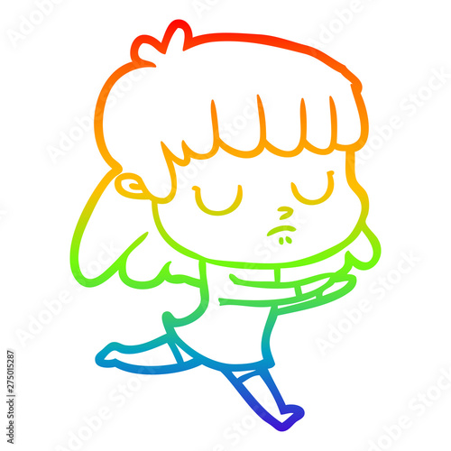 rainbow gradient line drawing cartoon indifferent woman