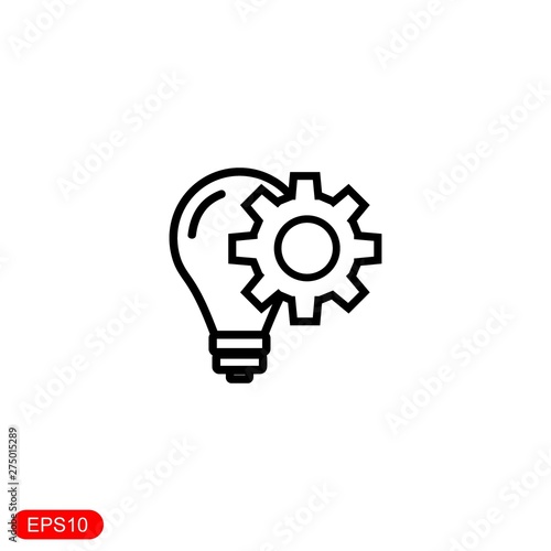 Idea lamp power icon in trendy flat style.vector ilustration