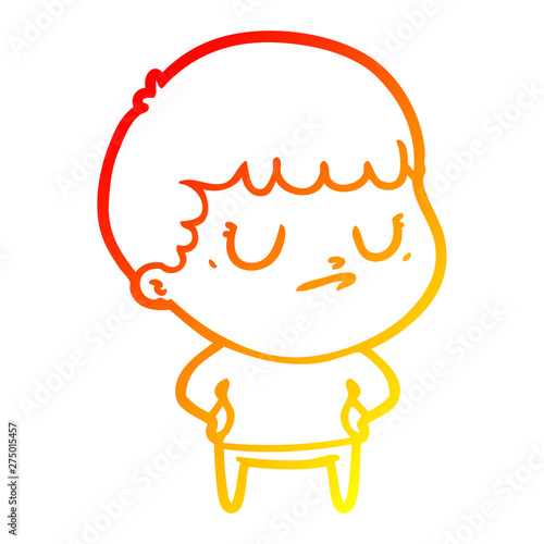 warm gradient line drawing cartoon grumpy boy