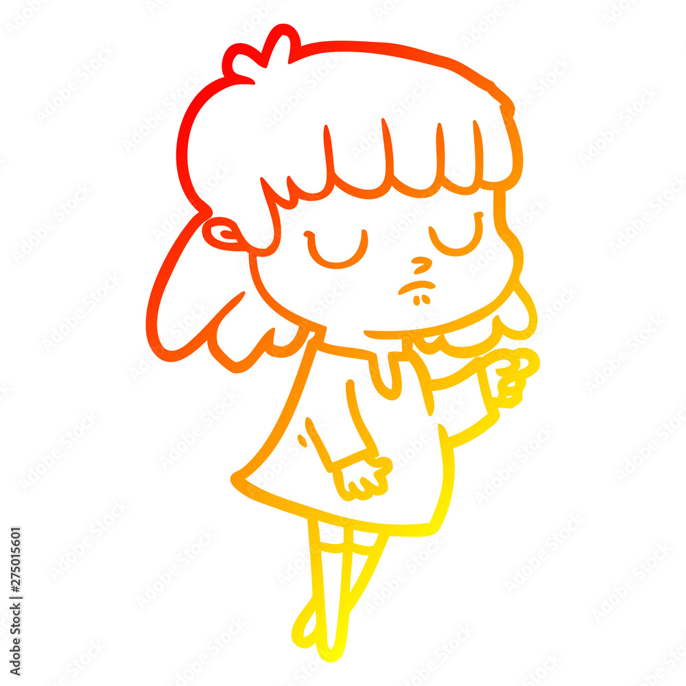 warm gradient line drawing cartoon indifferent woman warm gradient line drawing cartoon indifferent woman