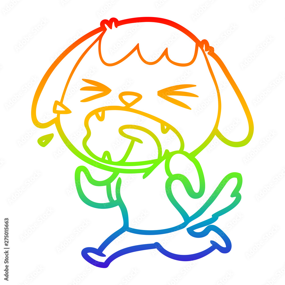 rainbow gradient line drawing cute cartoon dog barking rainbow gradient line drawing cute cartoon dog barking