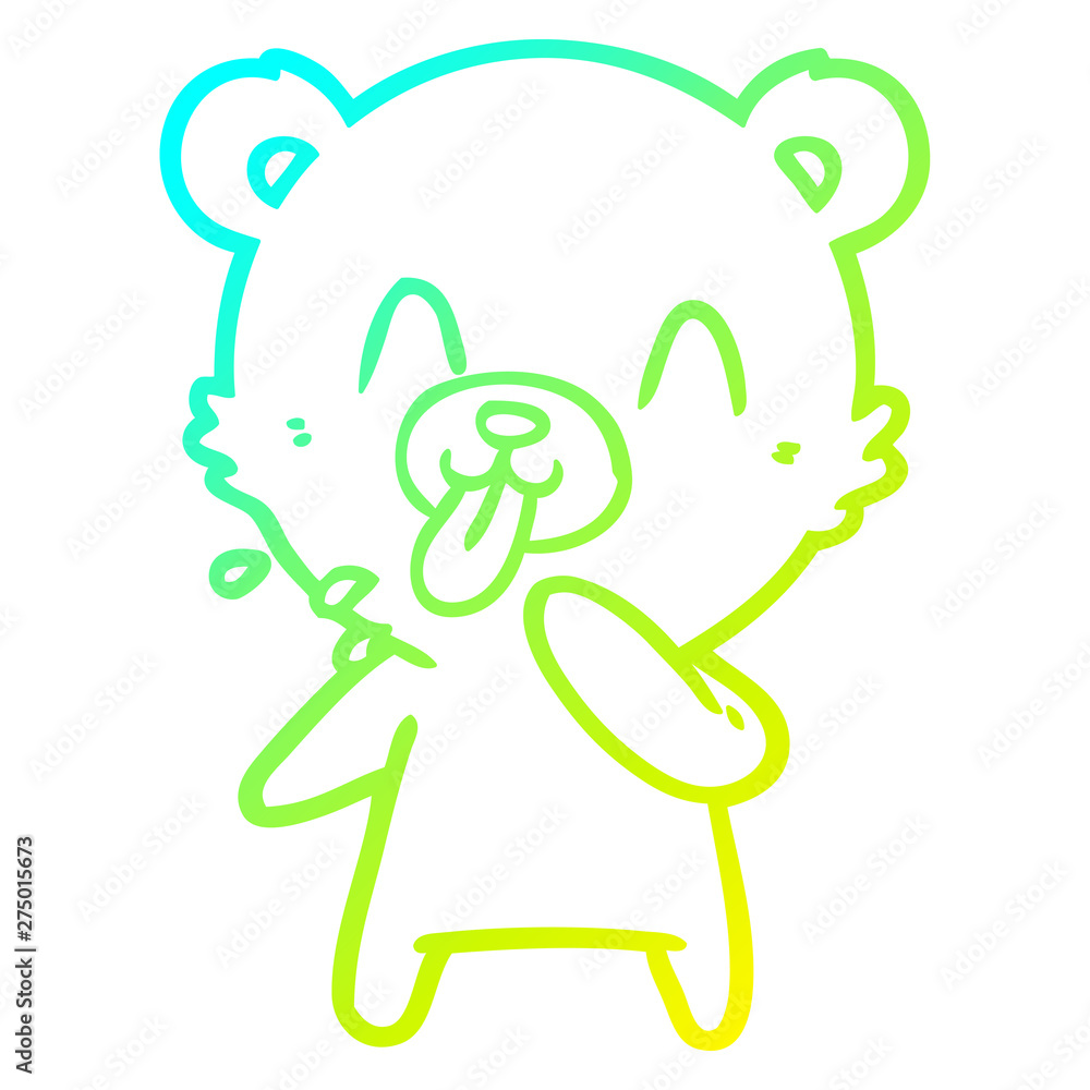 cold gradient line drawing rude cartoon polar bear sticking out tongue cold gradient line drawing rude cartoon polar bear sticking out tongue