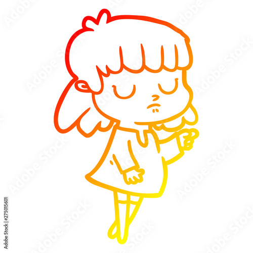 warm gradient line drawing cartoon indifferent woman