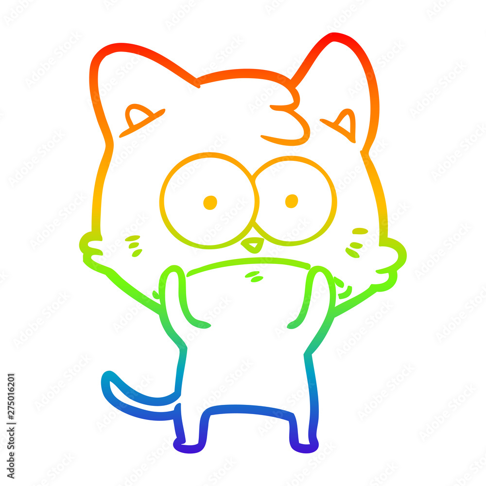 rainbow gradient line drawing cartoon nervous cat rainbow gradient line drawing cartoon nervous cat