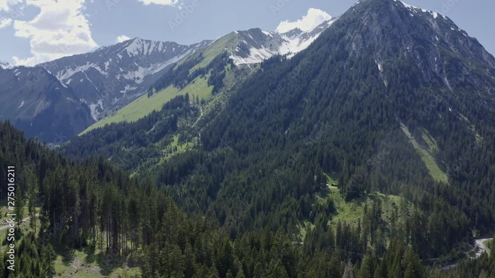 aerial view of pass Namlos in the Lechtaler Alps in Austria, shot in summer on a sunny day aerial view of pass Namlos in the Lechtaler Alps in Austria, shot in summer on a sunny day
