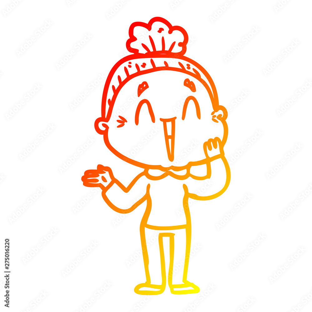 warm gradient line drawing cartoon happy old lady warm gradient line drawing cartoon happy old lady