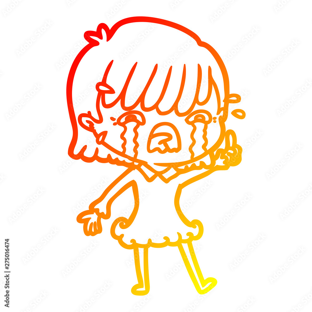 warm gradient line drawing cartoon girl crying warm gradient line drawing cartoon girl crying