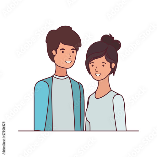 young couple in white background avatar character