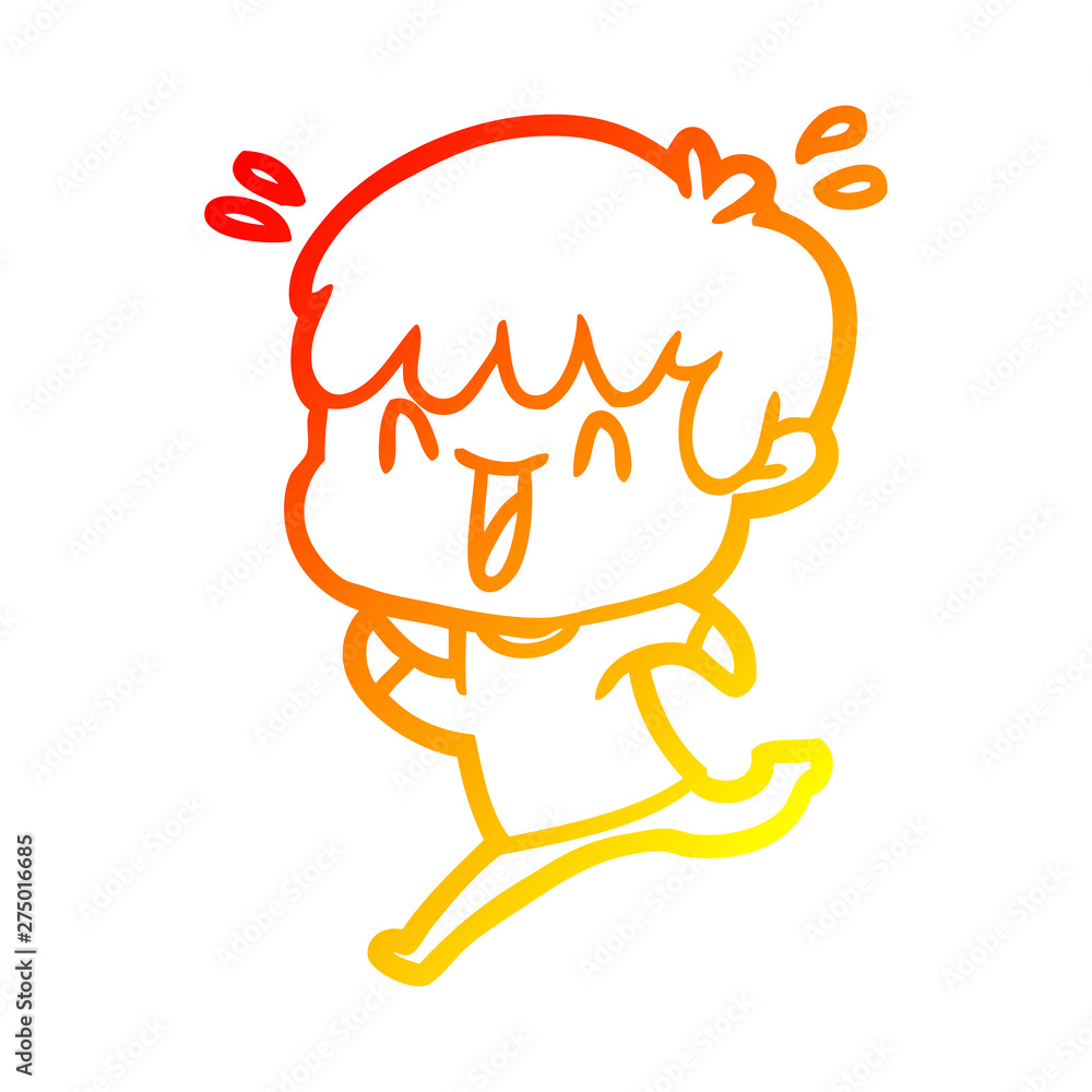 warm gradient line drawing cartoon laughing boy warm gradient line drawing cartoon laughing boy