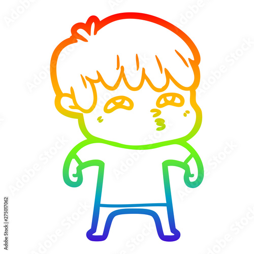 rainbow gradient line drawing cartoon curious man
