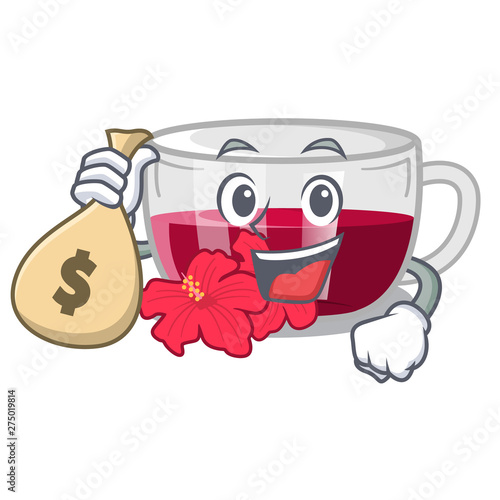 With money bag habiscus tea isolated in the mascot photo