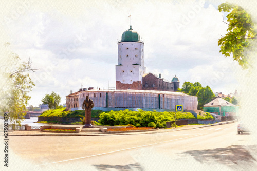 Imitation of the picture. City Vyborg. Castle