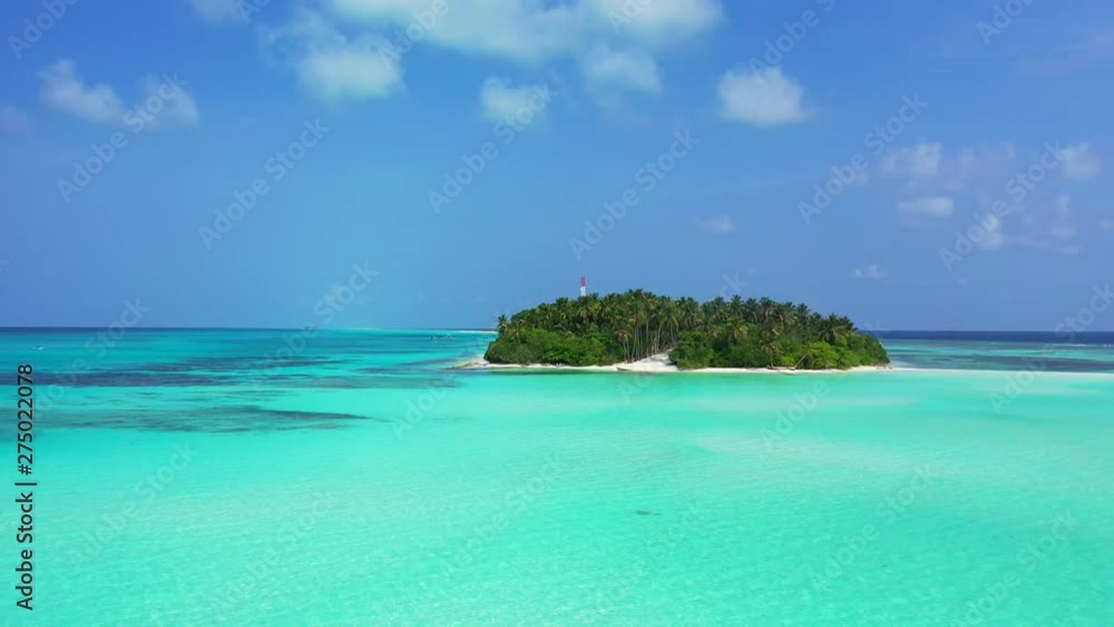 Remote Uninhabited Tropical Island In San Blas Archipelago , drone wide low angle dolly out shot Remote Uninhabited Tropical Island In San Blas Archipelago , drone wide low angle dolly out shot