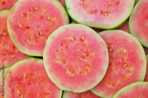 Fresh sliced guava background