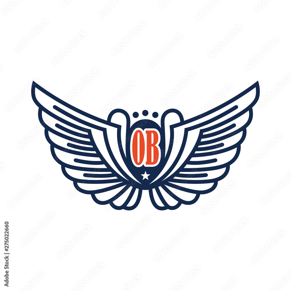 wing logo design and OB initials wing logo design and OB initials