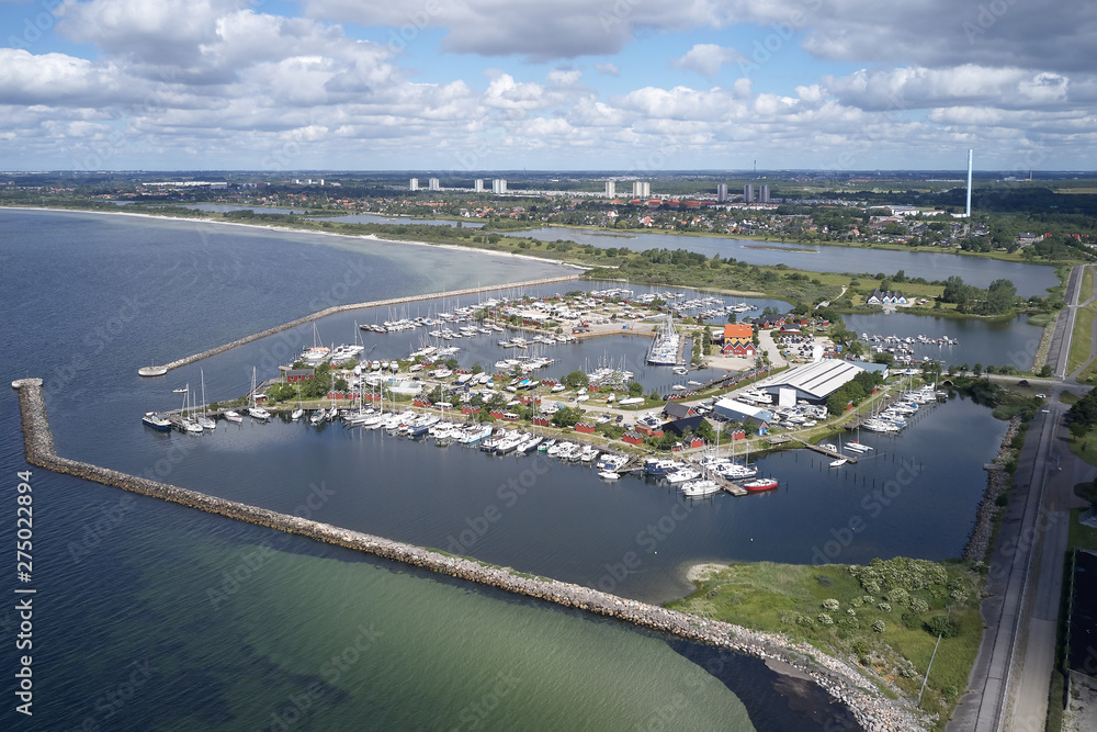 Aerial view of Broendby harbour, Denmark