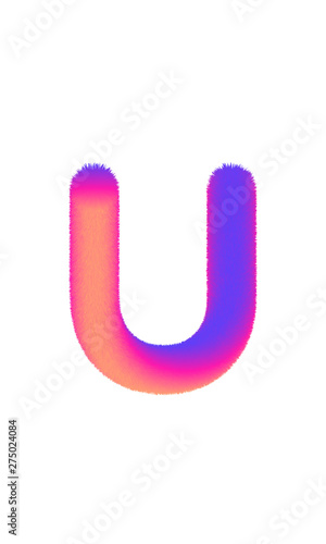  fur alphabet capital letter. letter alphabet character U font - vector illustration