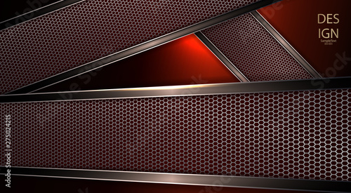 Abstract red background with textural light frames with shiny edging