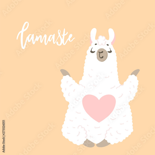 Lama in cartoon style. Stickers. Hand drawn illustration. Elements for greeting card, poster, banners. T-shirt, notebook and sticker design