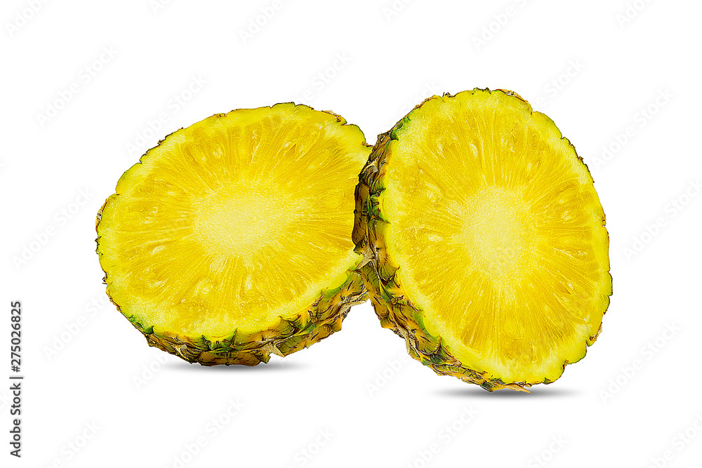 Fresh fruit,organic pineapple with Pineapple with half and slices isolated on a white background. Fresh fruit,organic pineapple with Pineapple with half and slices isolated on a white background.