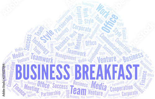Business Breakfast word cloud. Collage made with text only.