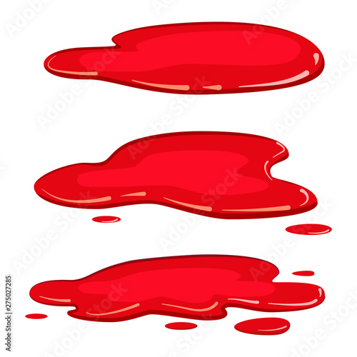 Puddle blood liquid, pool plash vector, cartoon style, isolated