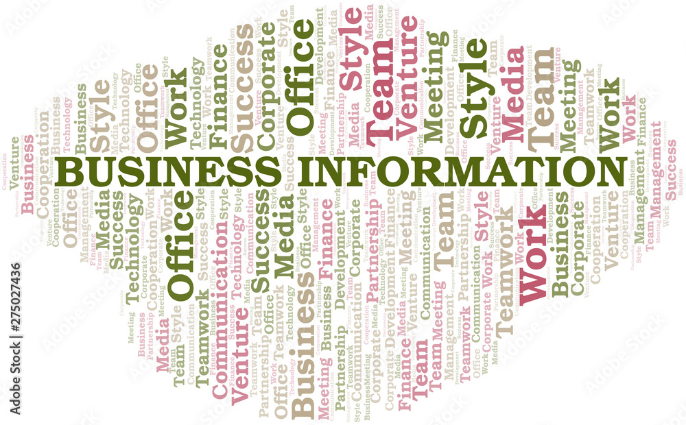 Business Information word cloud. Collage made with text only. Business Information word cloud. Collage made with text only.