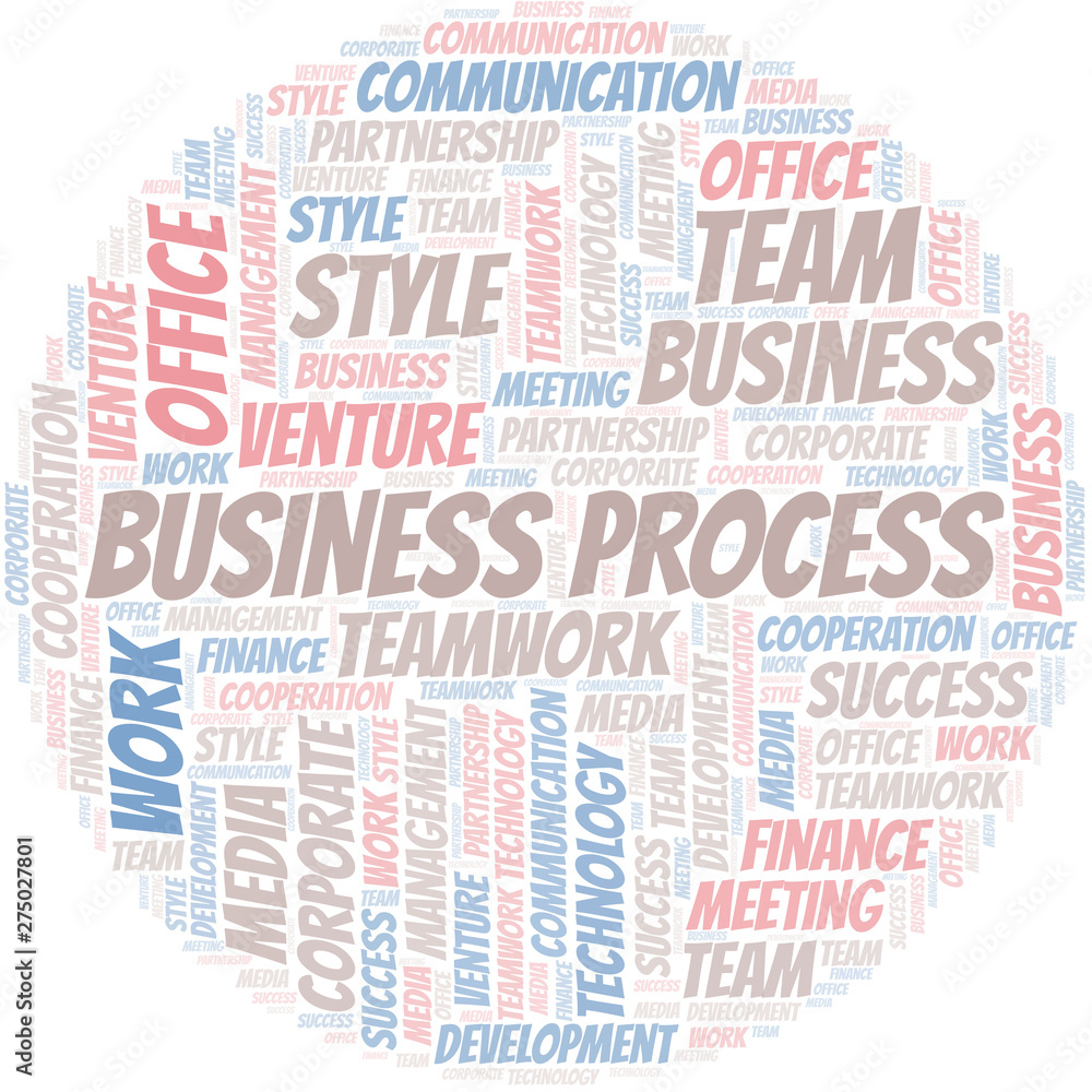 Obraz premium Business Process word cloud. Collage made with text only.