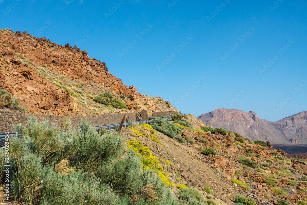 El teide volcano in the canary islands with a blue sky in the background, Tenerife, Spain