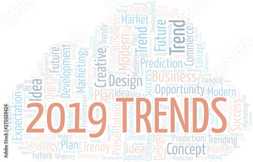 2019 Trends word cloud. Wordcloud made with text only.