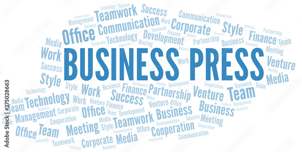 Business Press word cloud. Collage made with text only. Business Press word cloud. Collage made with text only.